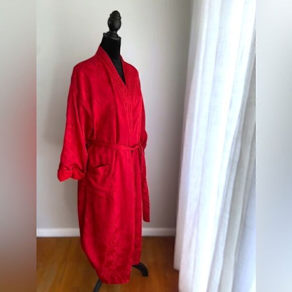 Vintage Gold label Victoria’s Secret robe Deep Scarlet Red Size S - Picture 3 of 16
